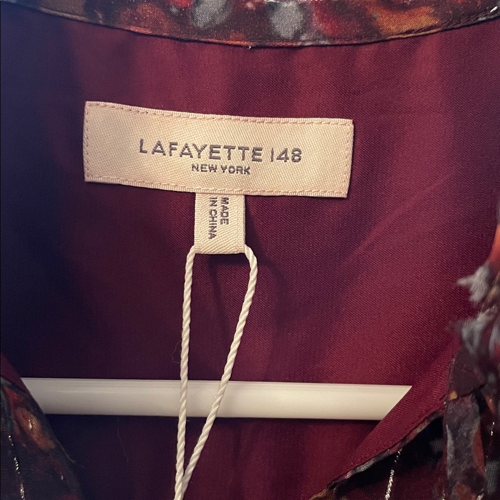 Lafayette 148 XS NWT Antique Ruby Multi Long Sleeve Maximalist Renaissance Dress - Picture 8 of 12